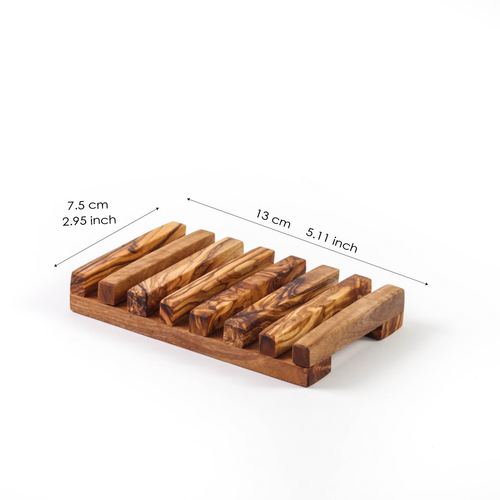 Handgefertigte Olivenholz-Seifenablage – 8 Rillen