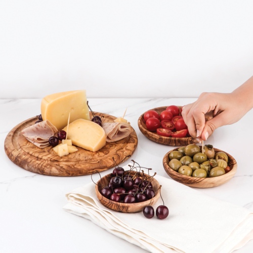 Handgefertigtes Olivenholz-Set – 3 runde Dip-Schälchen