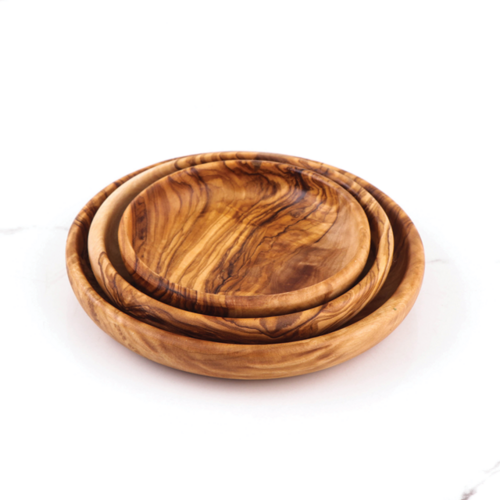 Handgefertigtes Olivenholz-Set – 3 runde Dip-Schälchen