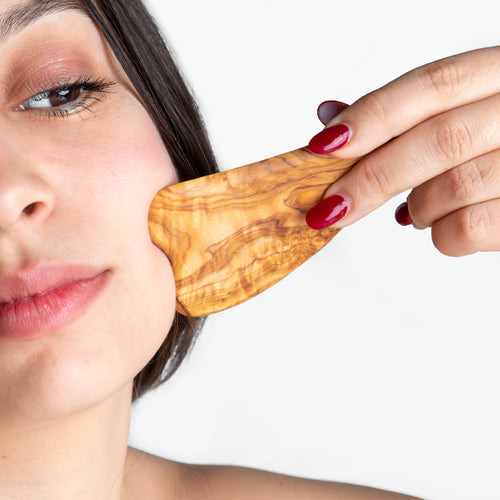 Handgefertigtes Olivenholz-Gua Sha